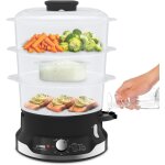 Subzonal - seb ultracompact cuiseur vapeur, cuisson saine, 9 l, 800 w, 3 bols empilables, bac  riz et ...
