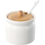Sucrier en porcelaine avec couvercle en bambou