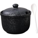 Sucrier et pot a epices en c�ramique avec cuill�re noir