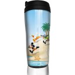 Summer blue sky beach mickey mouse travel coffee mugs double wall vacuum tumblers insulated thermos mug ...