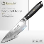 Sunnecko couteau de chef premium 6. 5 &quotpouces, damas outil de cuisine en acier, lame a noyau japonais ...