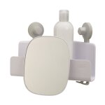 Support d'angle avec miroir pour cabine de douche blanche - joseph&joseph