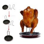 Support de r�tissoire de poulet antiadh�sif, en acier au carbone, fourchette de barbecue, po�le de cuisson, ...