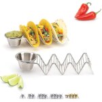 Support a tacos et a cr�pes en acier inoxydable, 2 pi�ces, avec tasse a salsa