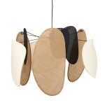 Suspension - abat - jour - lin et jute - rond - noir / beige - 66cm diam�tre - alm�ria - ostaria
