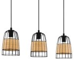 Suspension anwick 3 lumi?res e27 ip20 40w rotin noir