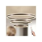Suspension led moderne 3 anneaux dimmable Ø60 - 100cm, lustre design r�glable avec t�l�commande, 108w, ...