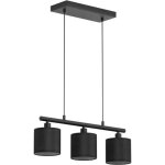 Suspension luminaire e14 3 spots noir, abat - jours en tissu, hauteur r�glable, ampoules non incluses, ...