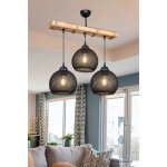 Suspension luminaire plafonnier fiona ?27 noir - naturel 50x20x63cm