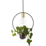 Suspension m�tal noir or / avec pot de fleurs - Ø 30 cm - bloomingville