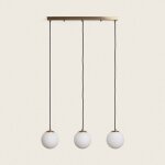 Suspension m�tal et verre moonlight brass 3 spots dor�