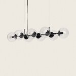 Suspension m�tal et verre wassily 8 spots noir