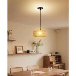Suspension rotin Ø30cm jaynlt, lustre boh�me tress� e27 pour salon, chambre, cuisine.