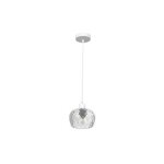 Suspension stela 1xe27 blanc 13x13 cm abat - jour en verre transparent