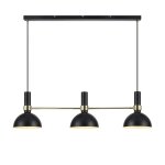 Suspension a trois lampes larry en noir - laiton