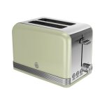 Swan retro st19010gn - grille - pain - 2 tranche - 2 emplacements - vert