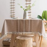 Table coton lin marron tassel table broderie nappe imperméable 140 * 140cm Table coton lin marron tassel table broderie nappe imperméable 140 * 140cm