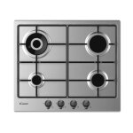 Table de cuisson au gaz, 4 feux, largeur 60 cm, couleur inox