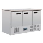 Table inox rfrigre positive 9 x gn 1 / 1, 3 portes avec plan de travail en granit, 235 w, 220 v - ...