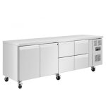Table inox réfrigérée tropicalisée positive 476 litres 2 portes & 4 tiroirs, 220 v - mono Table inox réfrigérée tropicalisée positive 476 litres 2 portes & 4 tiroirs, 220 v - mono