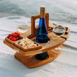 Table de pique - nique en bois portable, pour l'extérieur, poignée de transport, porte - verre a vin ... Table de pique - nique en bois portable, pour l'extérieur, poignée de transport, porte - verre a vin ...