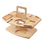 Table de pique - nique pliante en bois, portable avec 2 porte - verres a vin, plateau a snack et a fromage ...