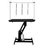 Table toilettage hydraulique - cadre acier noir robuste & plateau antid�rapant noir 106 x 61cm - hauteur ...