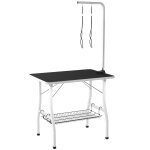 Table de toilettage pliante pour chien - bras r�glable 2 harnais, etag�re - max. 40 kg - acier inox noir ...