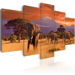 Tableau tableau africain et ethnique afrique: �l�phants 100 x 50 cm