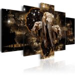 Tableau tableau africain et ethnique brown elephants (5 parts) wide 200 x 100 cm