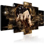 Tableau tableau africain et ethnique golden rhino (5 parts) wide 200 x 100 cm