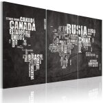 Tableau cartes du monde carte du monde (langue espagnole) - triptyque 120 x 80 cm