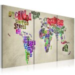 Tableau cartes du monde le�on de g�ographie 60 x 30 cm