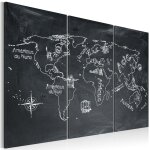 Tableau cartes du monde le�on de g�ographie (langue fran�aise) - triptyque 60 x 40 cm