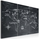Tableau cartes du monde le�on de g�ographie (langue italienne) - triptyque 120 x 80 cm