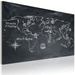 Tableau cartes du monde le�on de g�ographie (langue tch�que) 60 x 40 cm