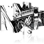 Tableau concert de jazz sur fond de gratte - ciels de new york - 5 pi�ces 200 x 100 cm