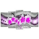 Tableau dco abstrait fleurs exotiques - 150x80 cm
