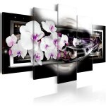 Tableau fleurs orchids on a black background 200 x 100 cm