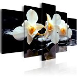 Tableau fleurs orchid�e avec un accent orange 100 x 50 cm