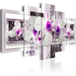 Tableau fleurs with violet accent 100 x 50 cm