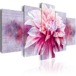Tableau fleurs violet dahlia 100 x 50 cm