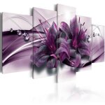 Tableau fleurs violet lily 100 x 50 cm