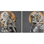 Tableau home esprit fleurs moderne 100 x 3, 5 x 100 cm 2 units