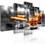 Tableau nature morte cigars and whiskey 200 x 100 cm