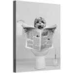 Tableau sur toile chien lisant journal noir d�coration murale sans cadre 50 x 70 cm impression haute ...