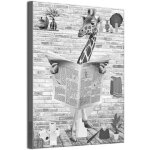 Tableau sur toile mkhfuw girafe lisant un journal affiche d�co murale moderne sans cadre 40x60 cm impression ...