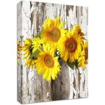 Tableau sur toile tournesols dans un vase d�coration murale jaune pr�t � accrocher 40 x 60 cm toile hd ...