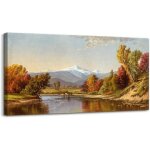 Tableau sur toile vintage montagnes enneig�es hd micro spray 73 x 146 cm format paysage d�co murale cadre ...