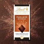 Tablette de chocolat noir croustillant dentelle paillet� lindt de 100g